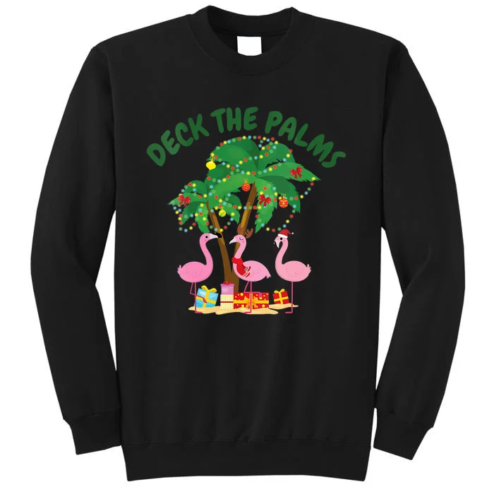 Tropical Christmas Florida Flamingo Deck The Palms Tall Sweatshirt