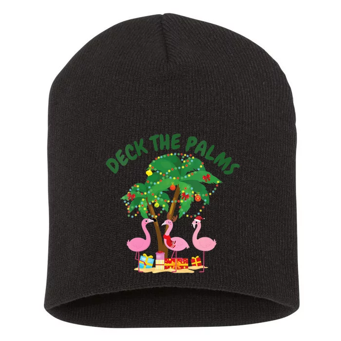 Tropical Christmas Florida Flamingo Deck The Palms Short Acrylic Beanie