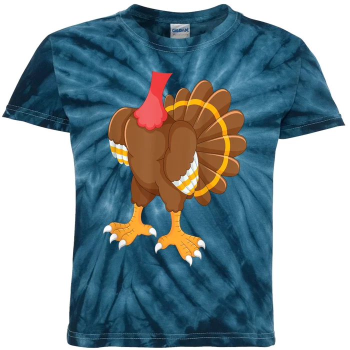 Turkey Costume Funny Thanksgiving Turkey Kids Tie-Dye T-Shirt