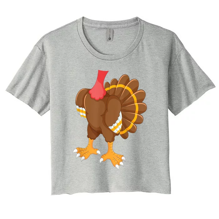 Turkey Costume Funny Thanksgiving Turkey Women's Crop Top Tee