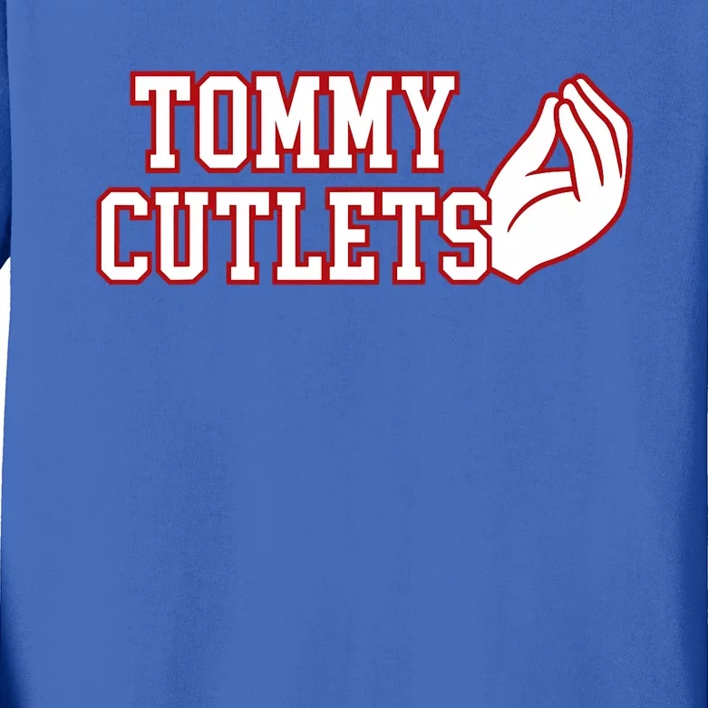 Tommy Cutlets Football Quarterback Ny Italian Hand Gesture Kids Long Sleeve Shirt