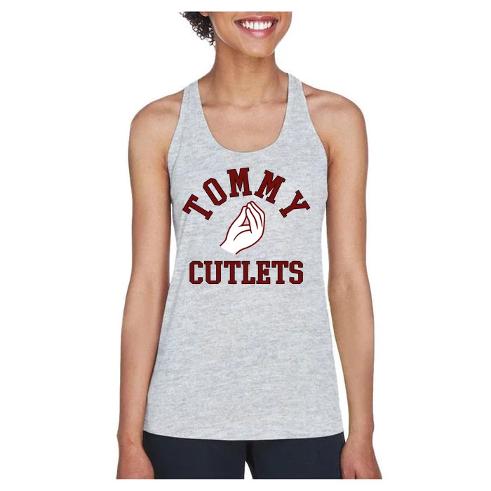 Tommy Cutlets Funny Italian Hand Football Women's Racerback Tank