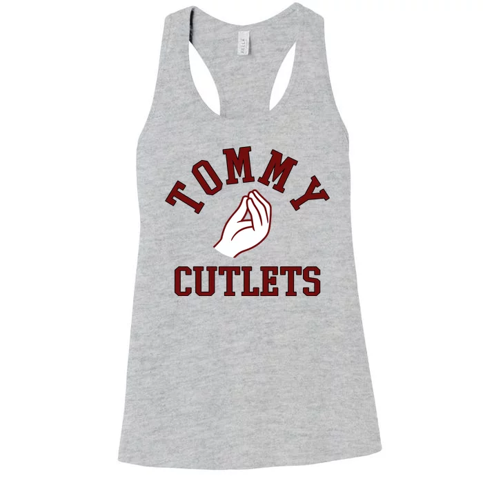 Tommy Cutlets Funny Italian Hand Football Women's Racerback Tank