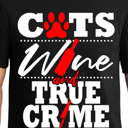 True Crime Fan Cat Mom Addict Wine Funny Gift Shows Podcasts Gift Pajama Set