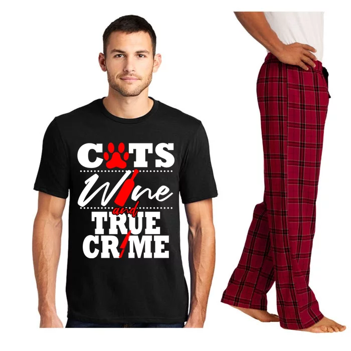 True Crime Fan Cat Mom Addict Wine Funny Gift Shows Podcasts Gift Pajama Set