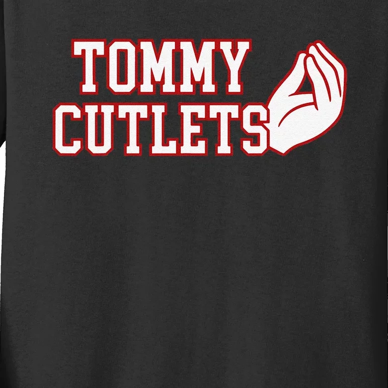 Tommy Cutlets Football Quarterback Ny Italian Hand Gesture Kids Long Sleeve Shirt