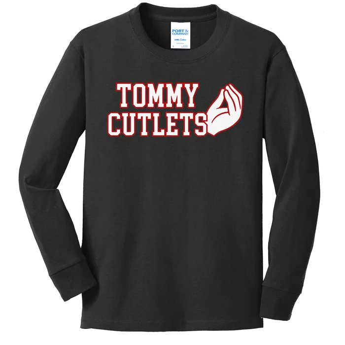 Tommy Cutlets Football Quarterback Ny Italian Hand Gesture Kids Long Sleeve Shirt