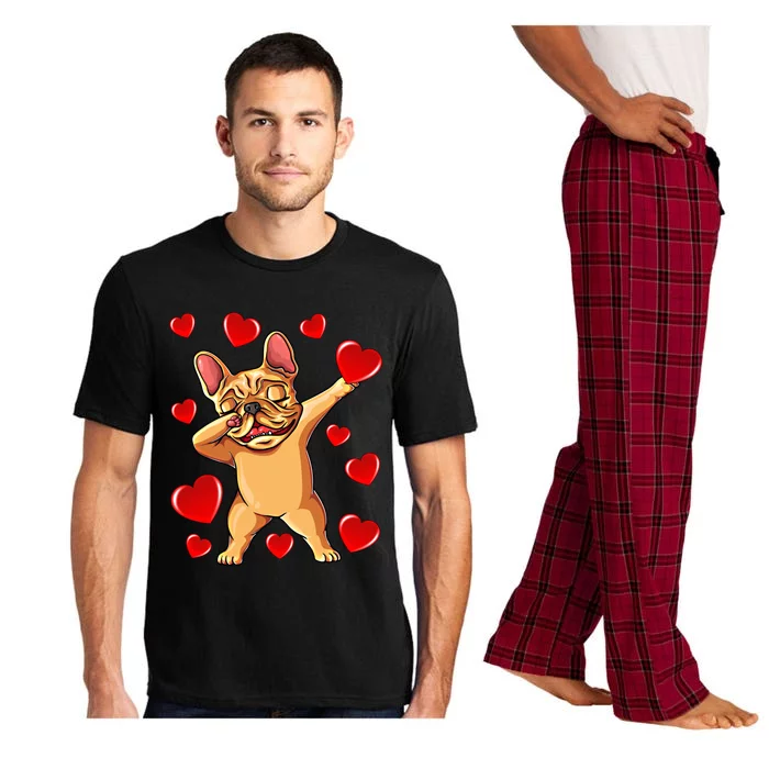 The Cream French Bulldog Dabbing Heart Valentines Day Gift Funny Gift Pajama Set