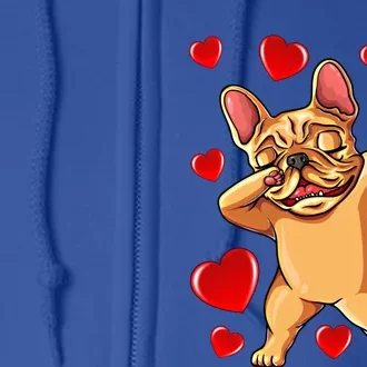 The Cream French Bulldog Dabbing Heart Valentines Day Gift Funny Gift Full Zip Hoodie