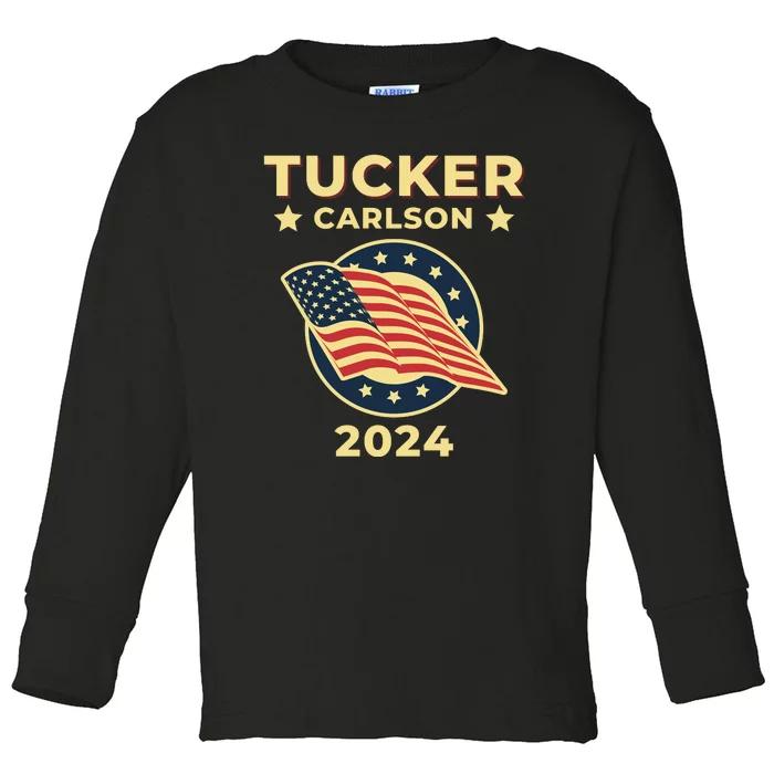 Tucker Carlson For President 2024 Toddler Long Sleeve Shirt