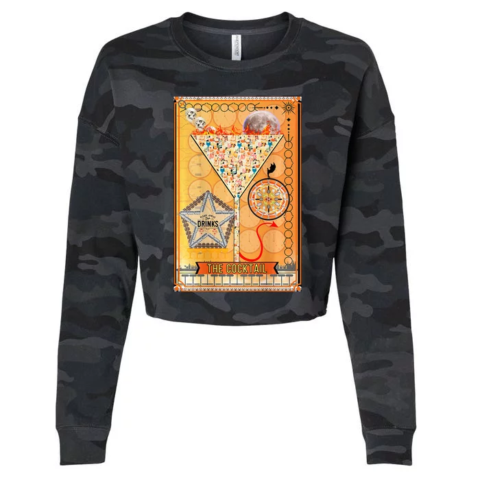 The Cocktail Funny Tarot Playing Card Cropped Pullover Crew