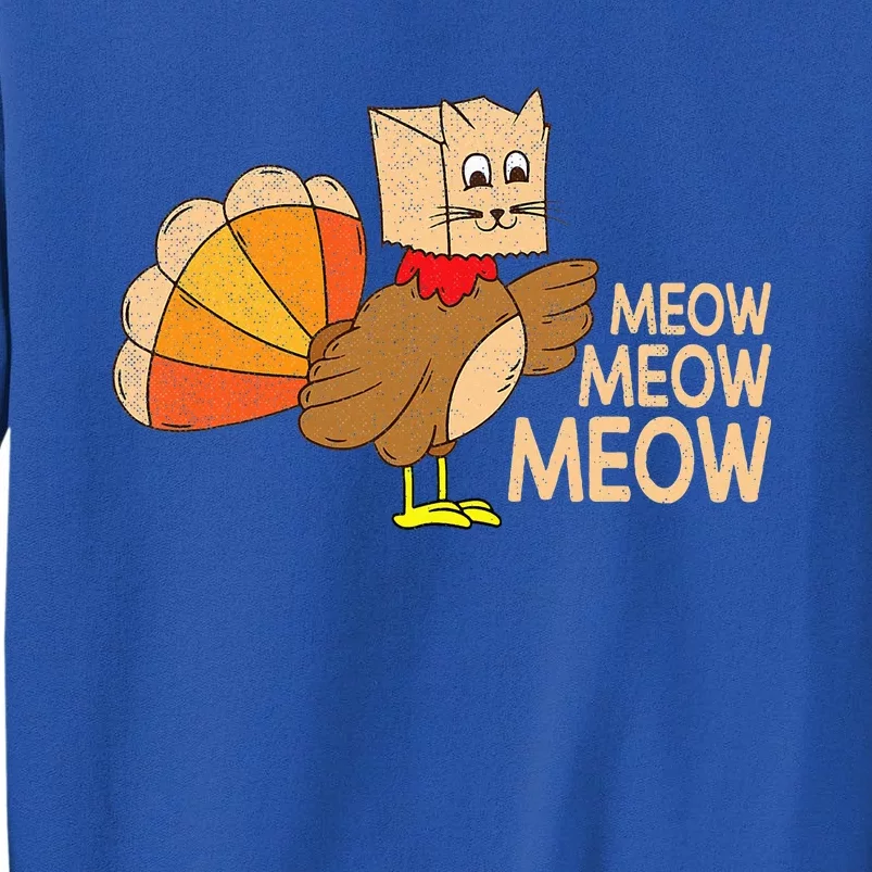 Thanksgiving Cat Funny Fake Cat Meow Thanksgiving Turkey Sweatshirt