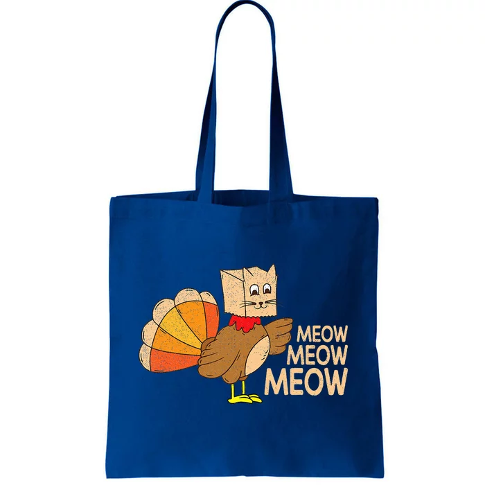 Thanksgiving Cat Funny Fake Cat Meow Thanksgiving Turkey Tote Bag