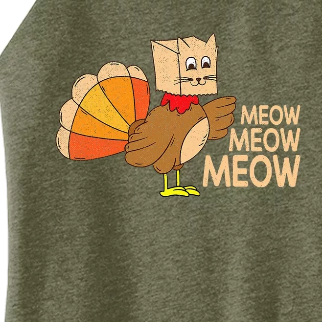 Thanksgiving Cat Funny Fake Cat Meow Thanksgiving Turkey Women’s Perfect Tri Rocker Tank