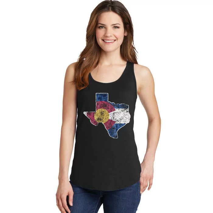 Texas Colorado Flag Family Usa Home State Ladies Essential Tank