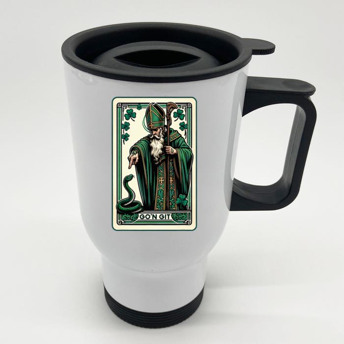 Tarot Card Funny St Patricks Day GoN Git St Patrick Front & Back Stainless Steel Travel Mug