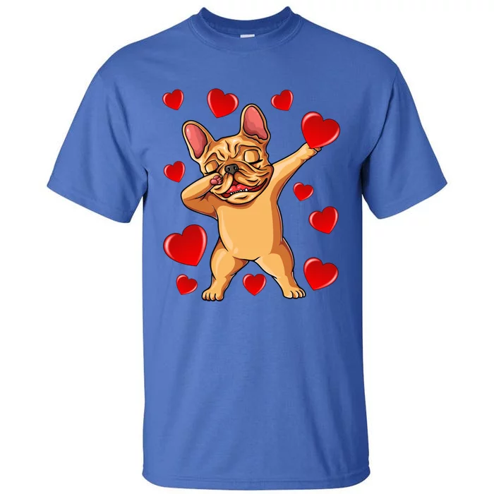 The Cream French Bulldog Dabbing Heart Valentines Day Gift Tall T-Shirt