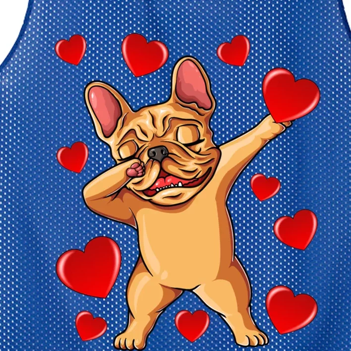 The Cream French Bulldog Dabbing Heart Valentines Day Gift Mesh Reversible Basketball Jersey Tank