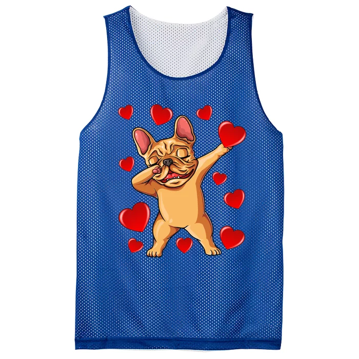 The Cream French Bulldog Dabbing Heart Valentines Day Gift Mesh Reversible Basketball Jersey Tank