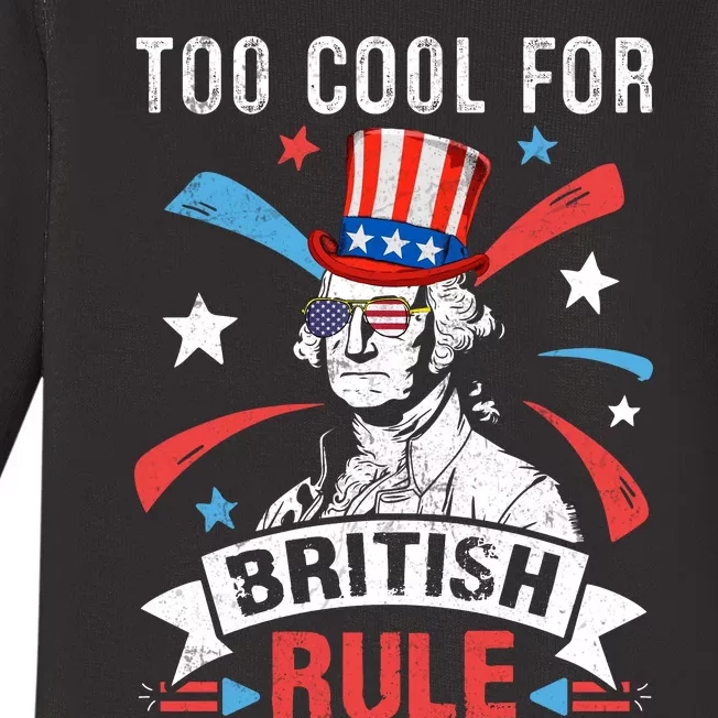 Too Cool For British Rule Patriotic Graphic Baby Long Sleeve Bodysuit