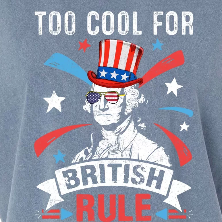 Too Cool For British Rule Patriotic Graphic Garment-Dyed Women's Muscle Tee