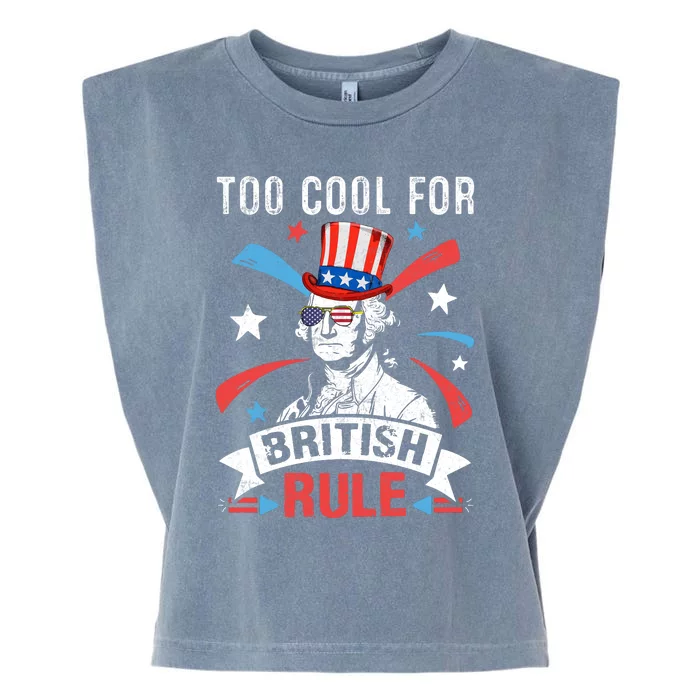 Too Cool For British Rule Patriotic Graphic Garment-Dyed Women's Muscle Tee