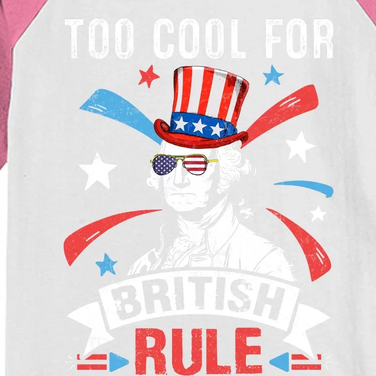 Too Cool For British Rule Patriotic Graphic Kids Colorblock Raglan Jersey