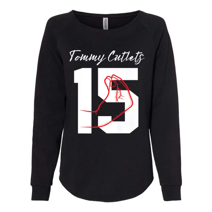 Tommy Cutlets Football Quarterback Ny Italian Hand Gesture Premium Womens California Wash Sweatshirt