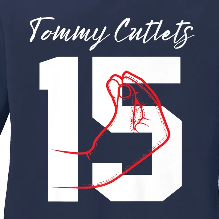 Tommy Cutlets Football Quarterback Ny Italian Hand Gesture Premium Ladies Long Sleeve Shirt