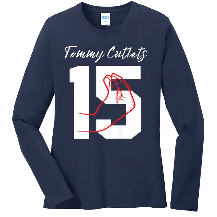 Tommy Cutlets Football Quarterback Ny Italian Hand Gesture Premium Ladies Long Sleeve Shirt