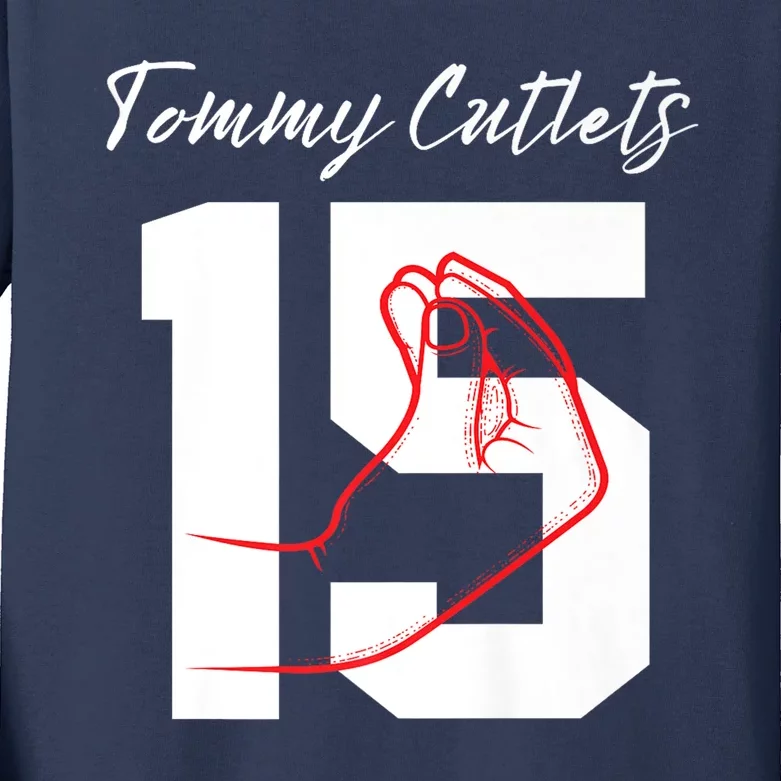 Tommy Cutlets Football Quarterback Ny Italian Hand Gesture Premium Kids Long Sleeve Shirt