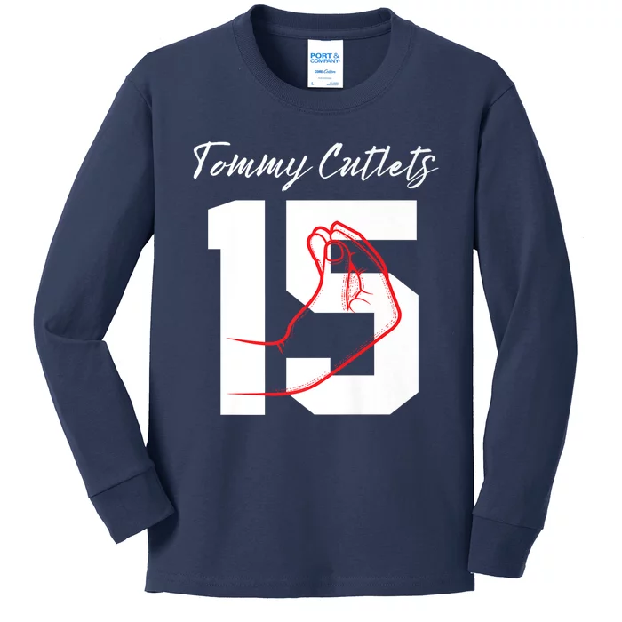 Tommy Cutlets Football Quarterback Ny Italian Hand Gesture Premium Kids Long Sleeve Shirt