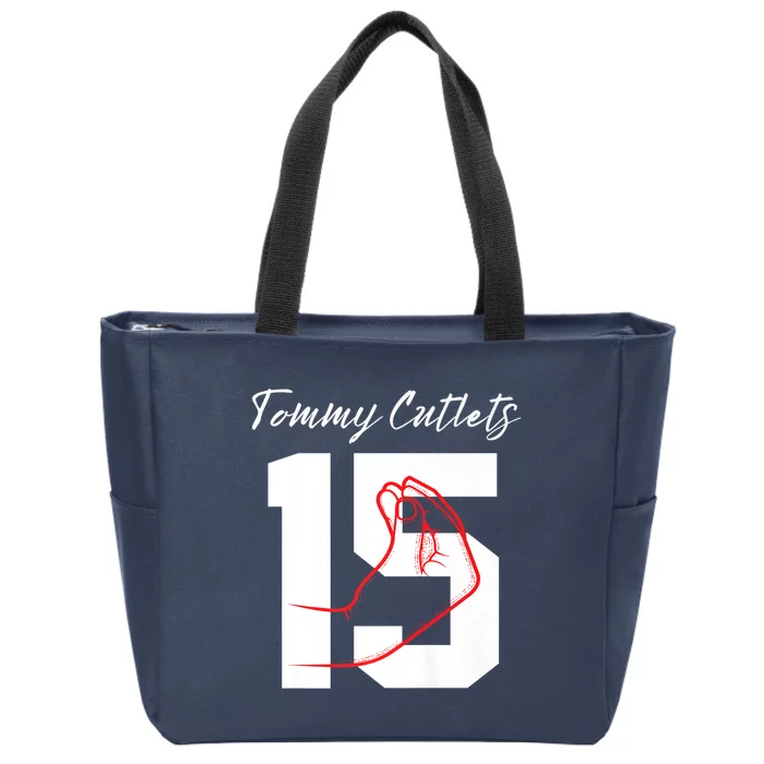 Tommy Cutlets Football Quarterback Ny Italian Hand Gesture Premium Zip Tote Bag