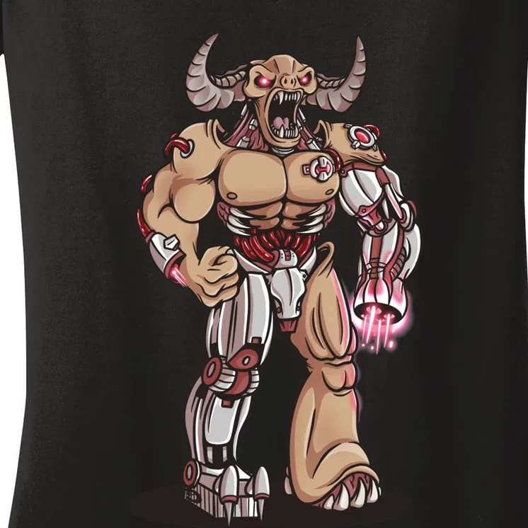 Tyrant Cyberdemon Fanart Women's V-Neck T-Shirt