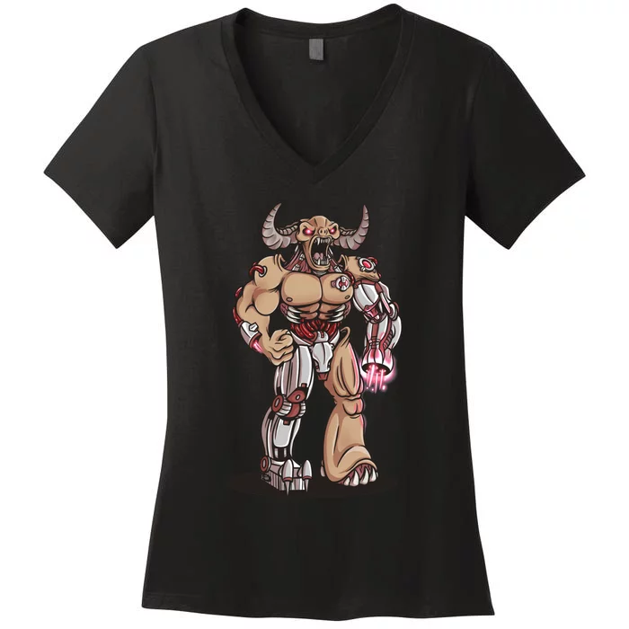 Tyrant Cyberdemon Fanart Women's V-Neck T-Shirt