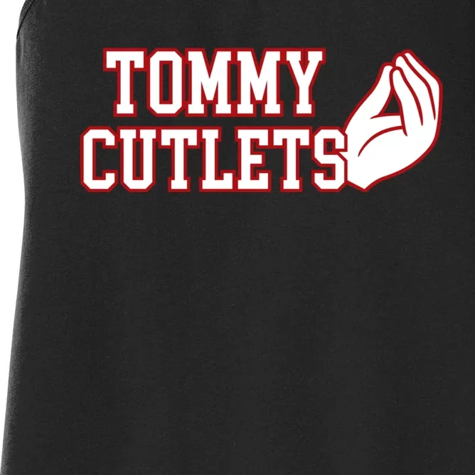 Tommy Cutlets Football Quarterback Ny Italian Hand Gesture Women's Racerback Tank