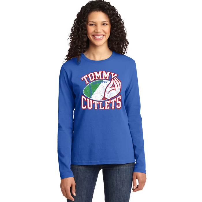 Tommy Cutlets Football Quarterback Ny Italian Hand Gesture Ladies Long Sleeve Shirt