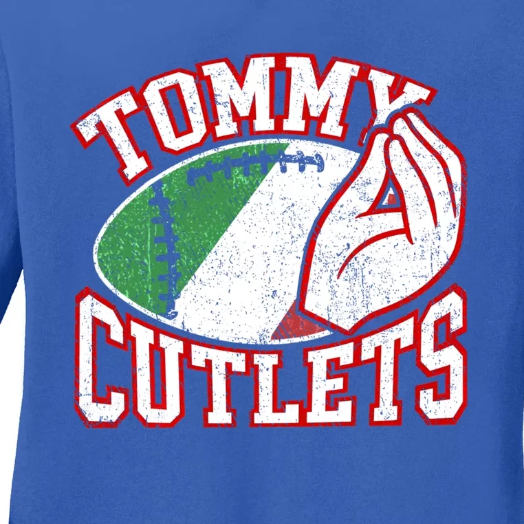 Tommy Cutlets Football Quarterback Ny Italian Hand Gesture Ladies Long Sleeve Shirt