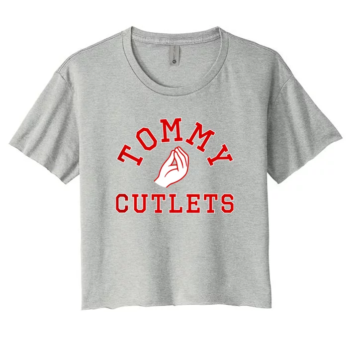 Tommy Cutlets Football Quarterback Ny Italian Hand Gesture Women's Crop Top Tee