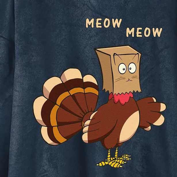 Thanksgiving Cat Funny Fake Cat Meow Thanksgiving Turkey Hooded Wearable Blanket