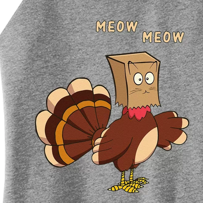 Thanksgiving Cat Funny Fake Cat Meow Thanksgiving Turkey Women’s Perfect Tri Rocker Tank