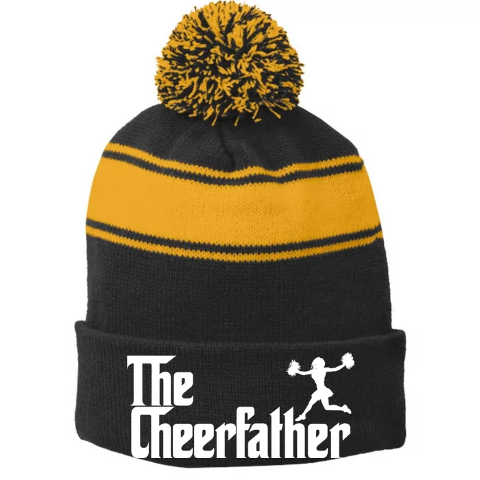 The Cheer Father Funny Cheerleader Father Dad Gift Stripe Pom Pom Beanie