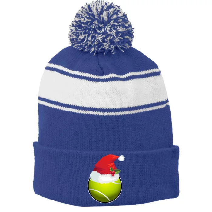 Tennis Christmas Funny Tennis Xmas Gift Stripe Pom Pom Beanie