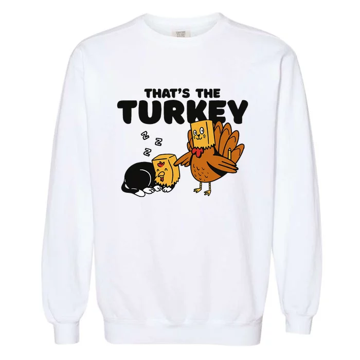 Thanksgiving Cat Funny Fake Cat Thanksgiving Turkey Garment-Dyed Sweatshirt