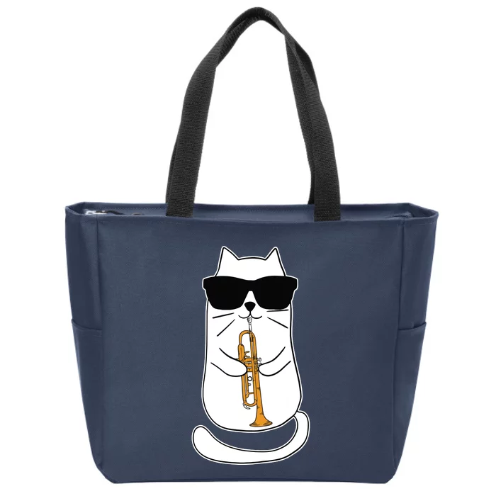 Trumpet Cat Funny Trumpet Player Zip Tote Bag