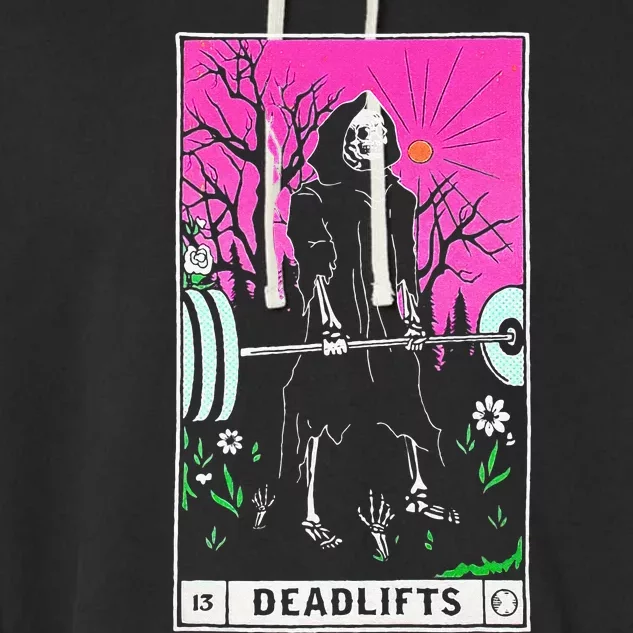 Tarot Card Funny Gym Deadlifts Workout Occult Reading Reader Garment-Dyed Fleece Hoodie