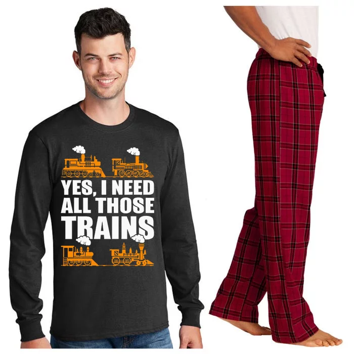 Train Collector Funny Model Train Long Sleeve Pajama Set