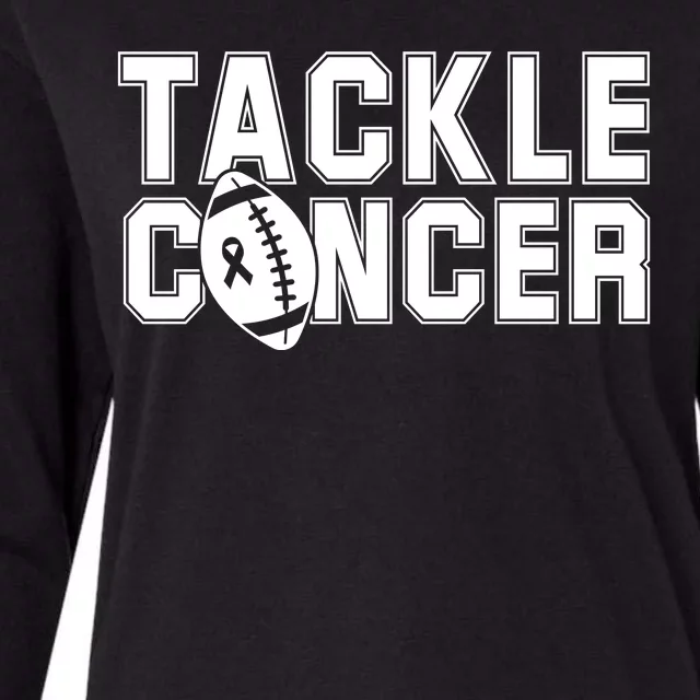 Tackle Cancer Football Ribbon Breast Cancer Awareness Womens Cotton Relaxed Long Sleeve T-Shirt