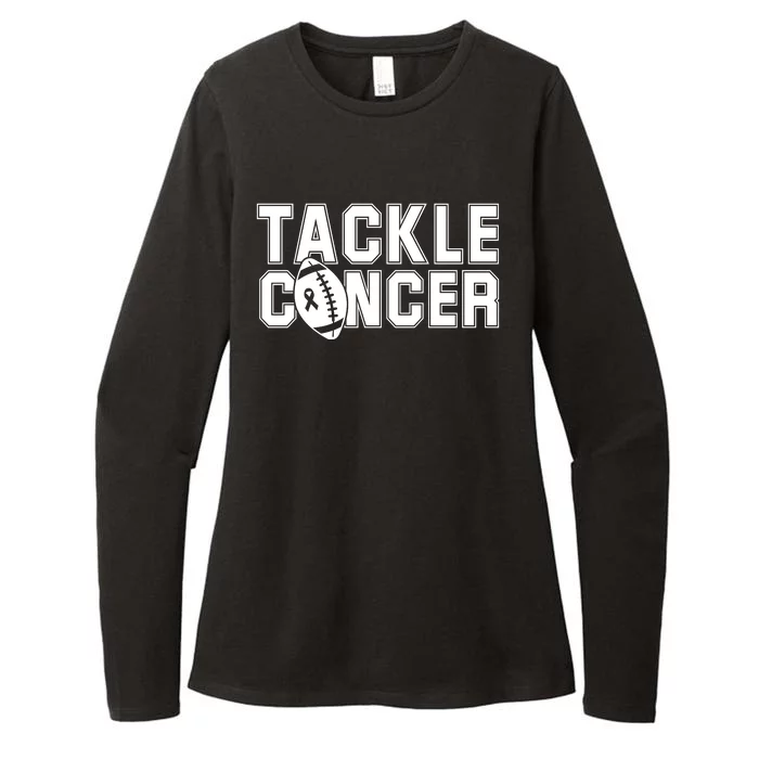 Tackle Cancer Football Ribbon Breast Cancer Awareness Womens CVC Long Sleeve Shirt