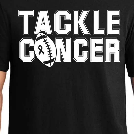 Tackle Cancer Football Ribbon Breast Cancer Awareness Pajama Set